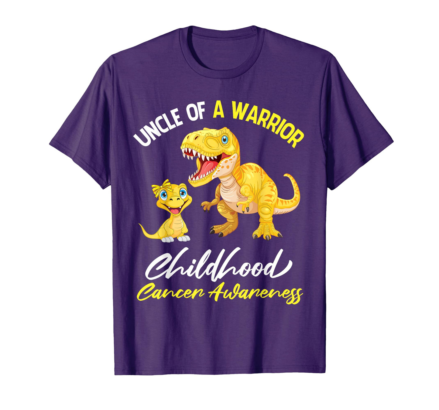 Uncle Of A Warrior Dinosaur Childhood Cancer Awareness Fight T-Shirt