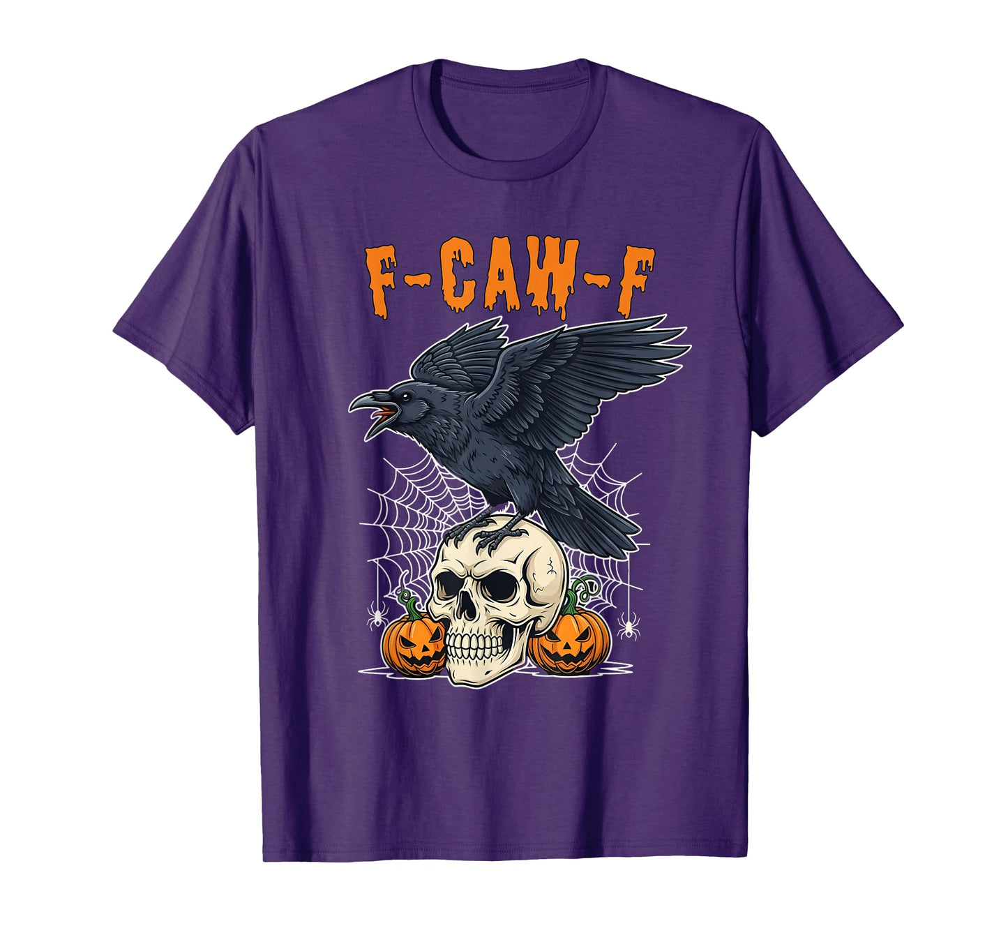 F-Caw-F Black Craw Raven Skull Pumpkin Halloween Creepy T-Shirt