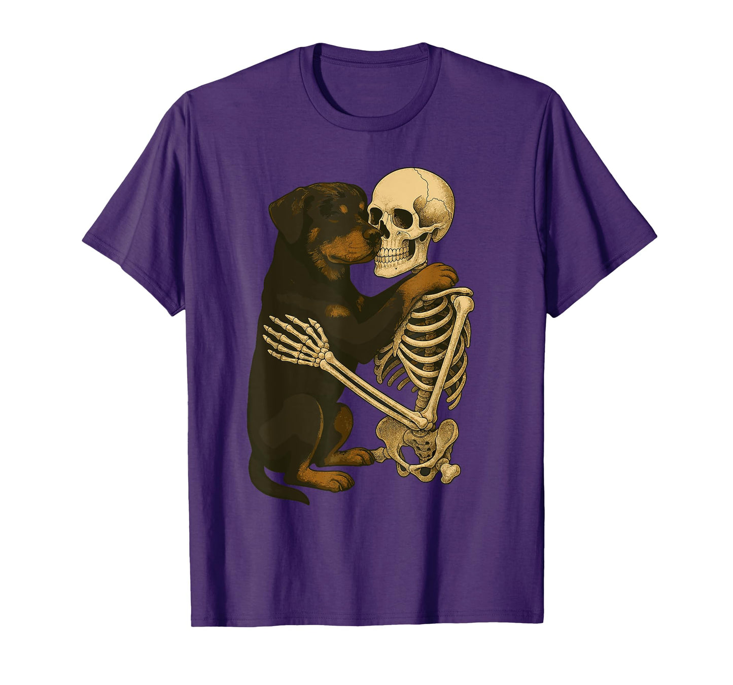 Skeleton Hugging Rottweiler T-Shirt
