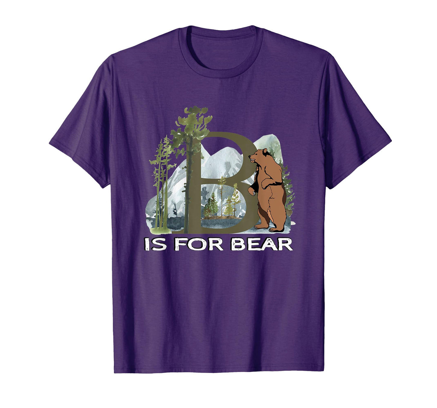 Brown Bear Animal Watercolor Nature Lover Alphabet Letter B T-Shirt
