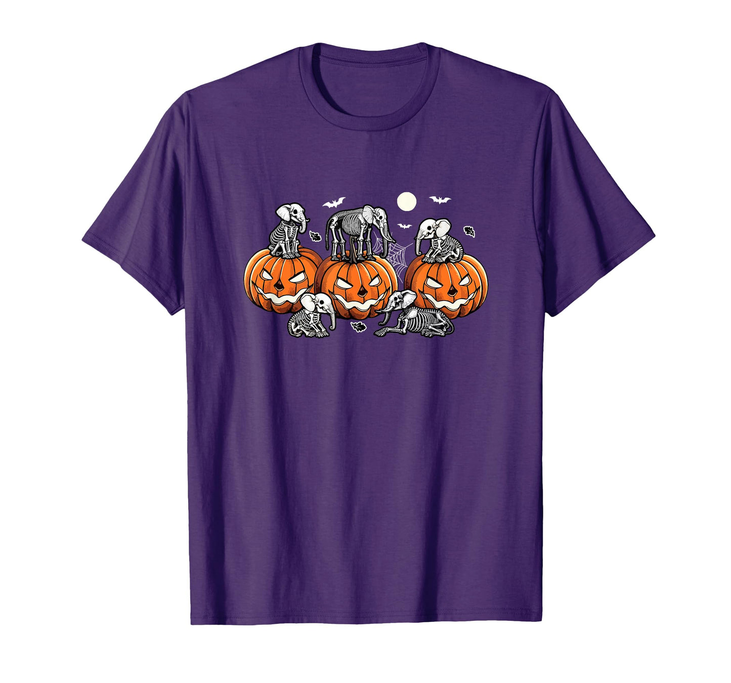 Group Skeleton Elephants On Carved Pumpkins Halloween Farmer T-Shirt