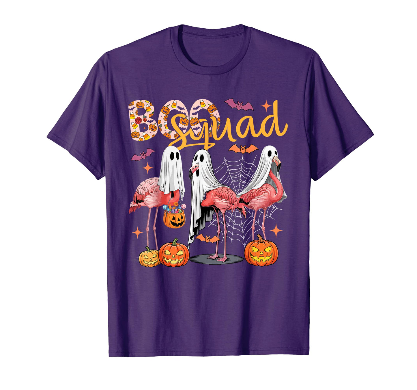 Boo Squad Three Cute Flamingos Cosplay Ghosts Halloween Bird T-Shirt