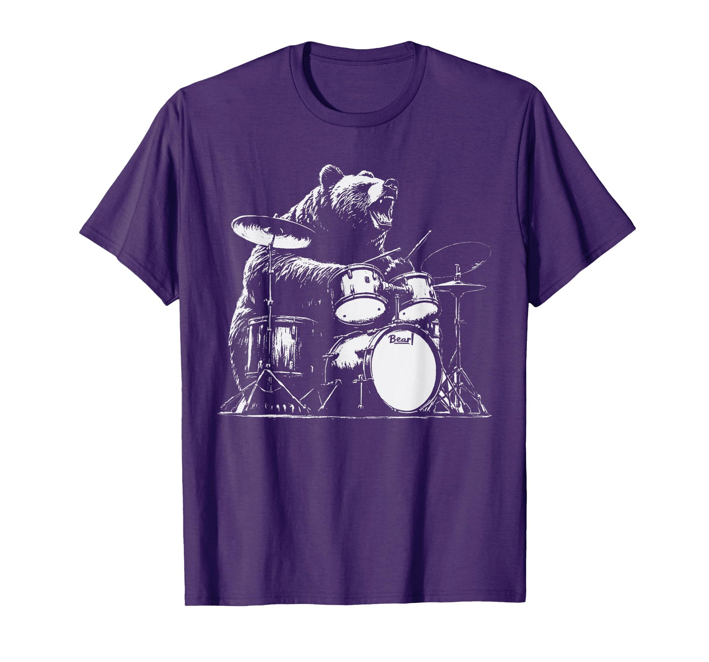 Rock Bear Playing Drums - Funny Drum Bear Music T-Shirt