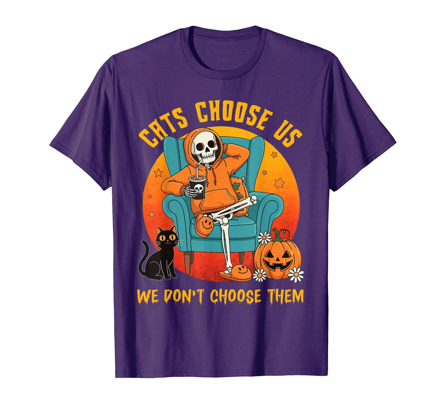 Pet Halloween Skeleton Cats Choose Us, We Don’t Choose Them T-Shirt