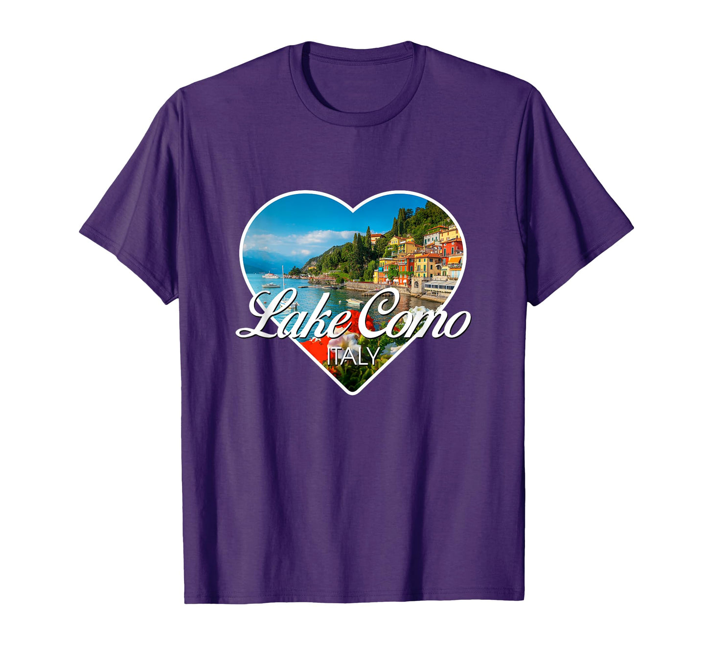 Lake Como Landscape Inside A Heart Silhouette Italy Travel T-Shirt