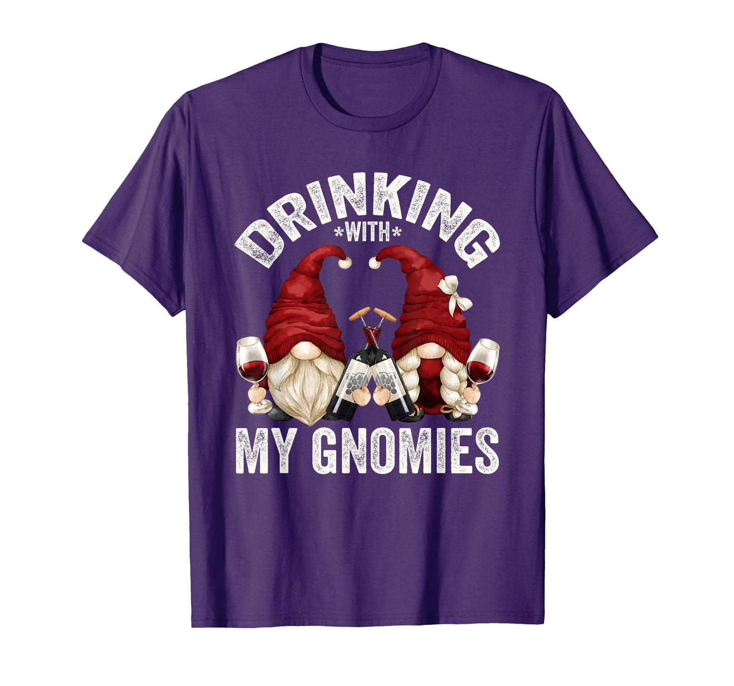 Cute Wine Gnomes Loves Drinking With My Gnomies Funny Gnome T-Shirt