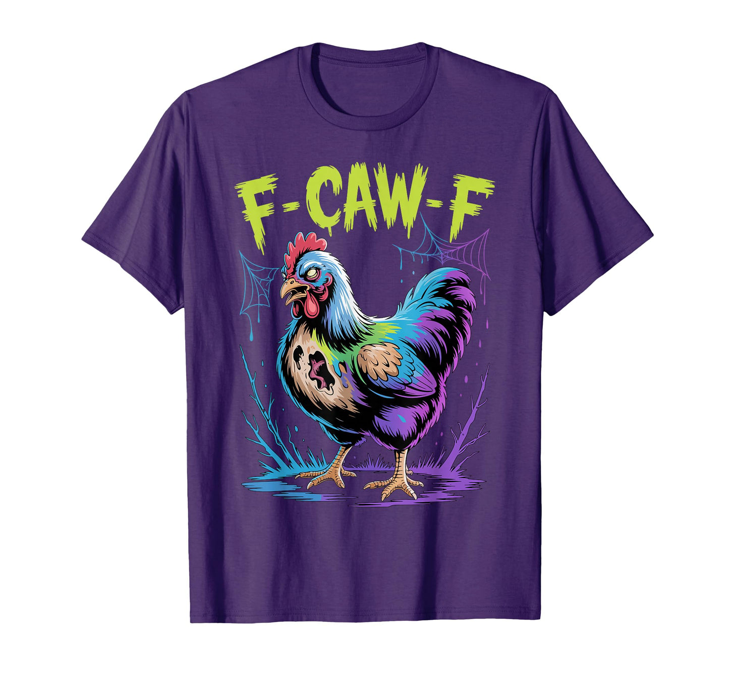 Funny Zombie Chicken F-CAW-F Creepy Halloween Humor T-Shirt