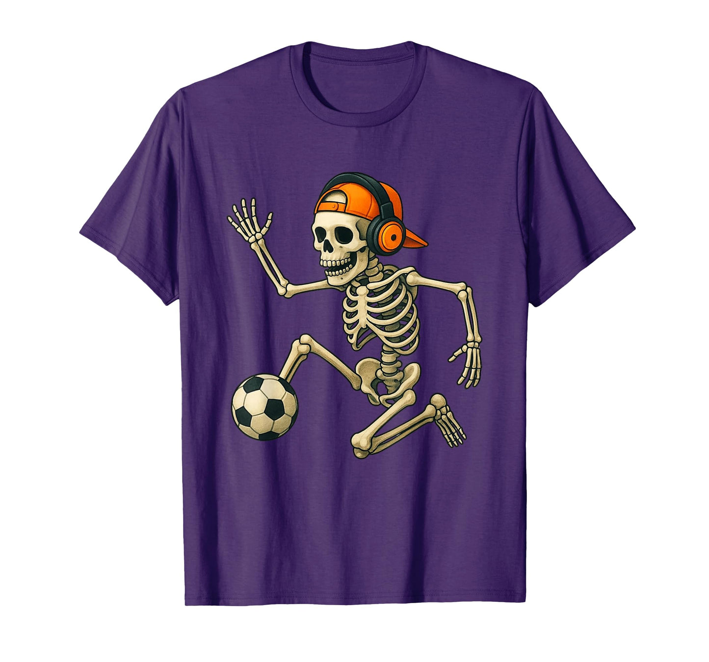 Skeleton Playing Soccer Halloween Costume T-Shirt