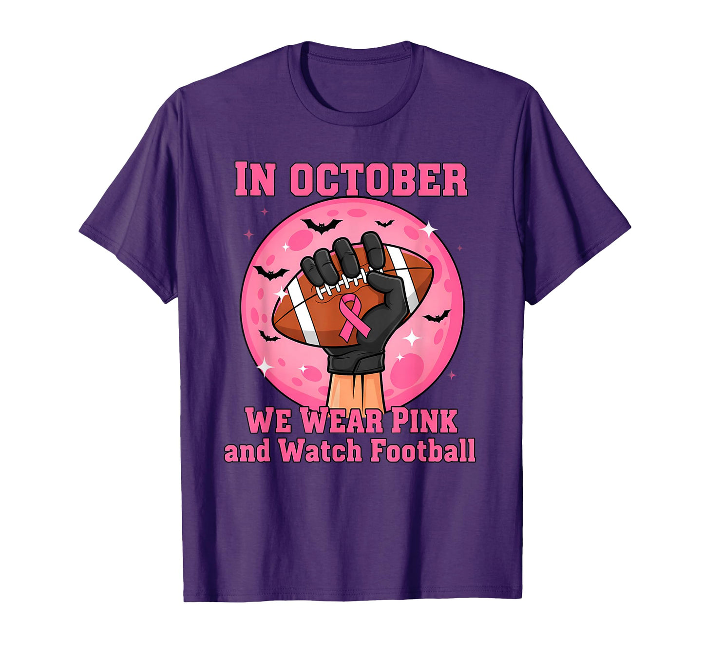 in October We Wear Pink Football Breast Cancer Awareness Men T-Shirt