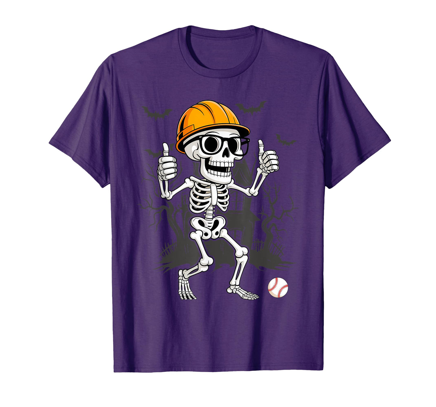 Skeleton Baseball Player Halloween Costume Sport Men Boys T-Shirt