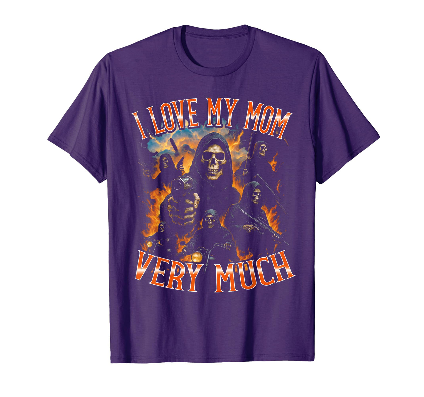 I Love My Mom Very Much Funny Bootleg Skeleton T-Shirt