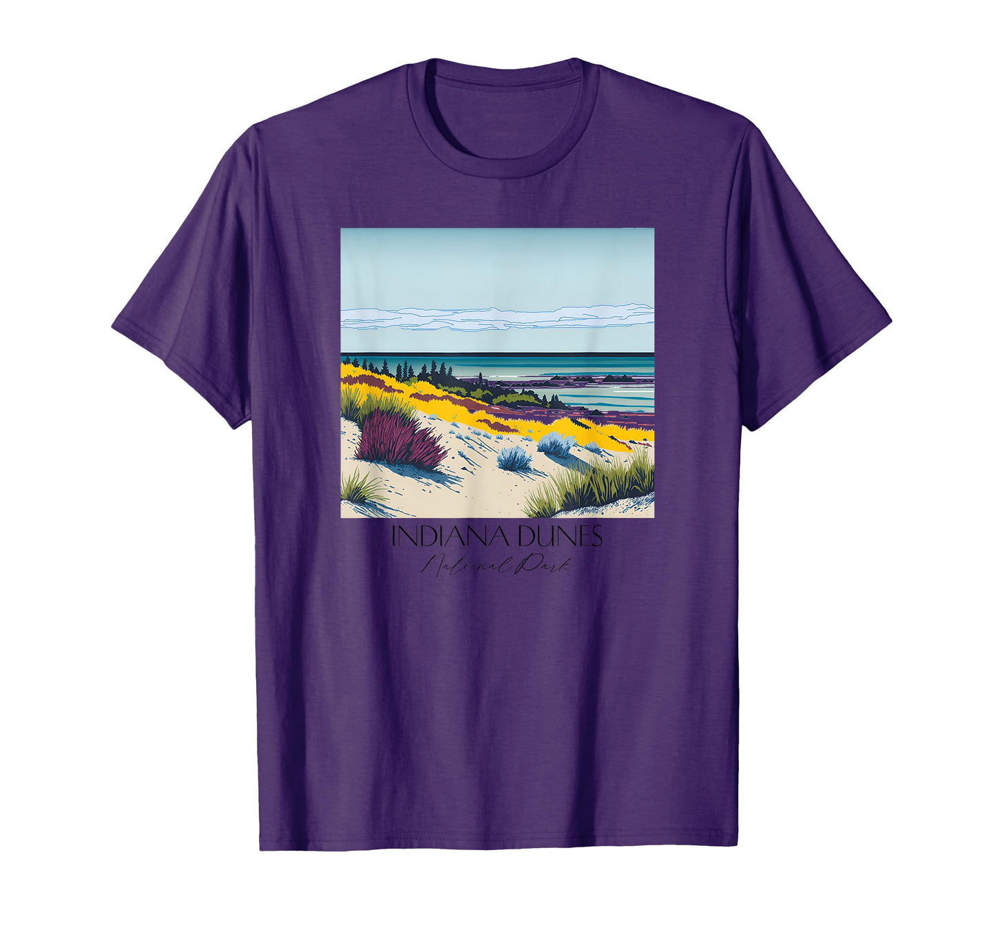 Cool Indiana Dunes National Park Hiking Watercolor Graphic T-Shirt