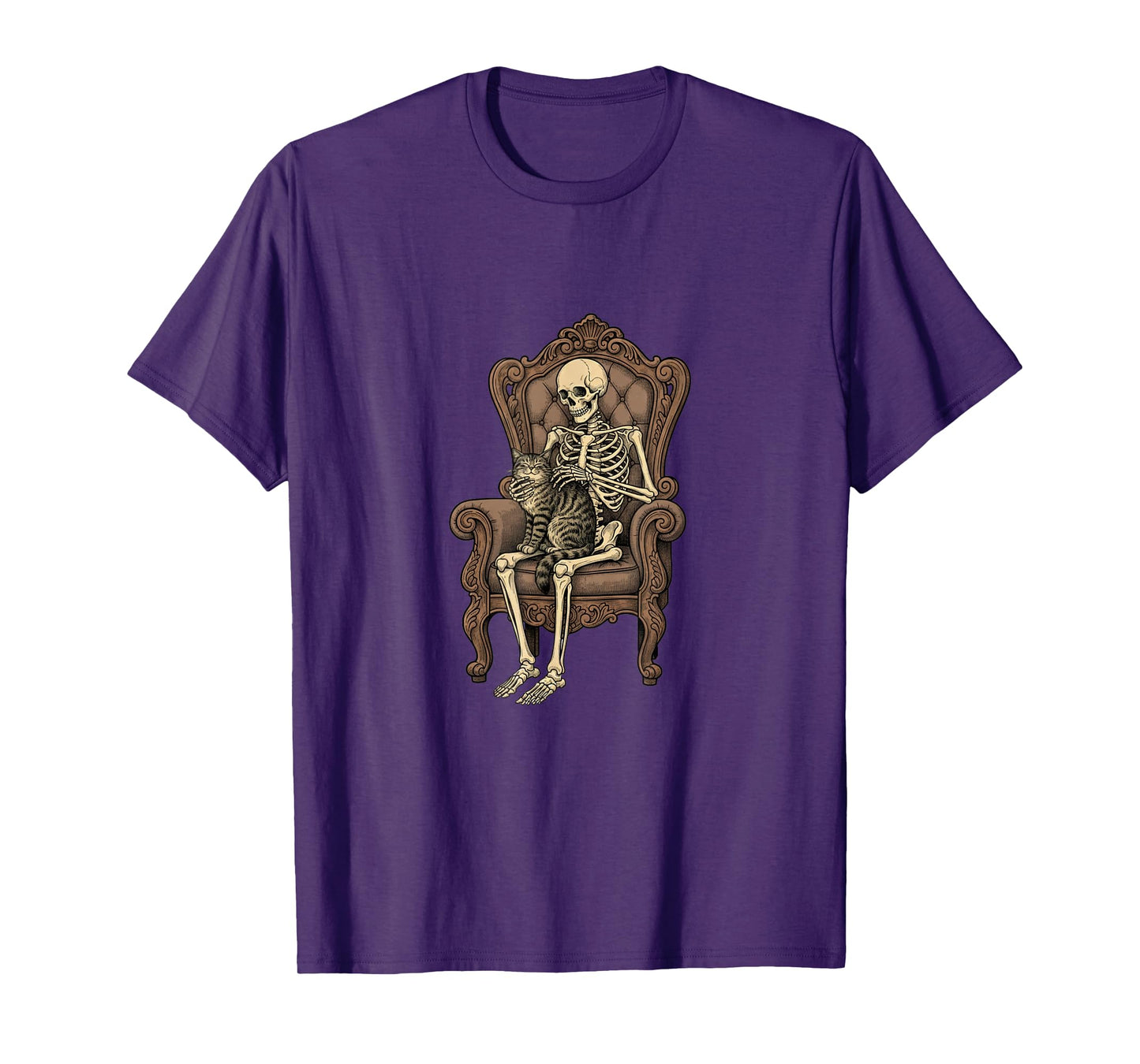 Skeleton Holding Cat Halloween Cat Lover Cat Mom Dad T-Shirt