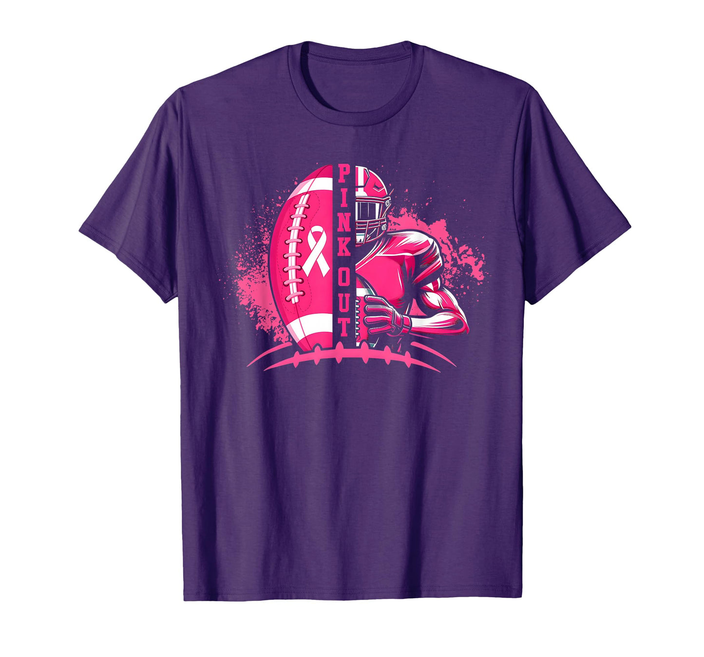 Football Pink Out Team Breast Cancer Awareness Month Womens T-Shirt