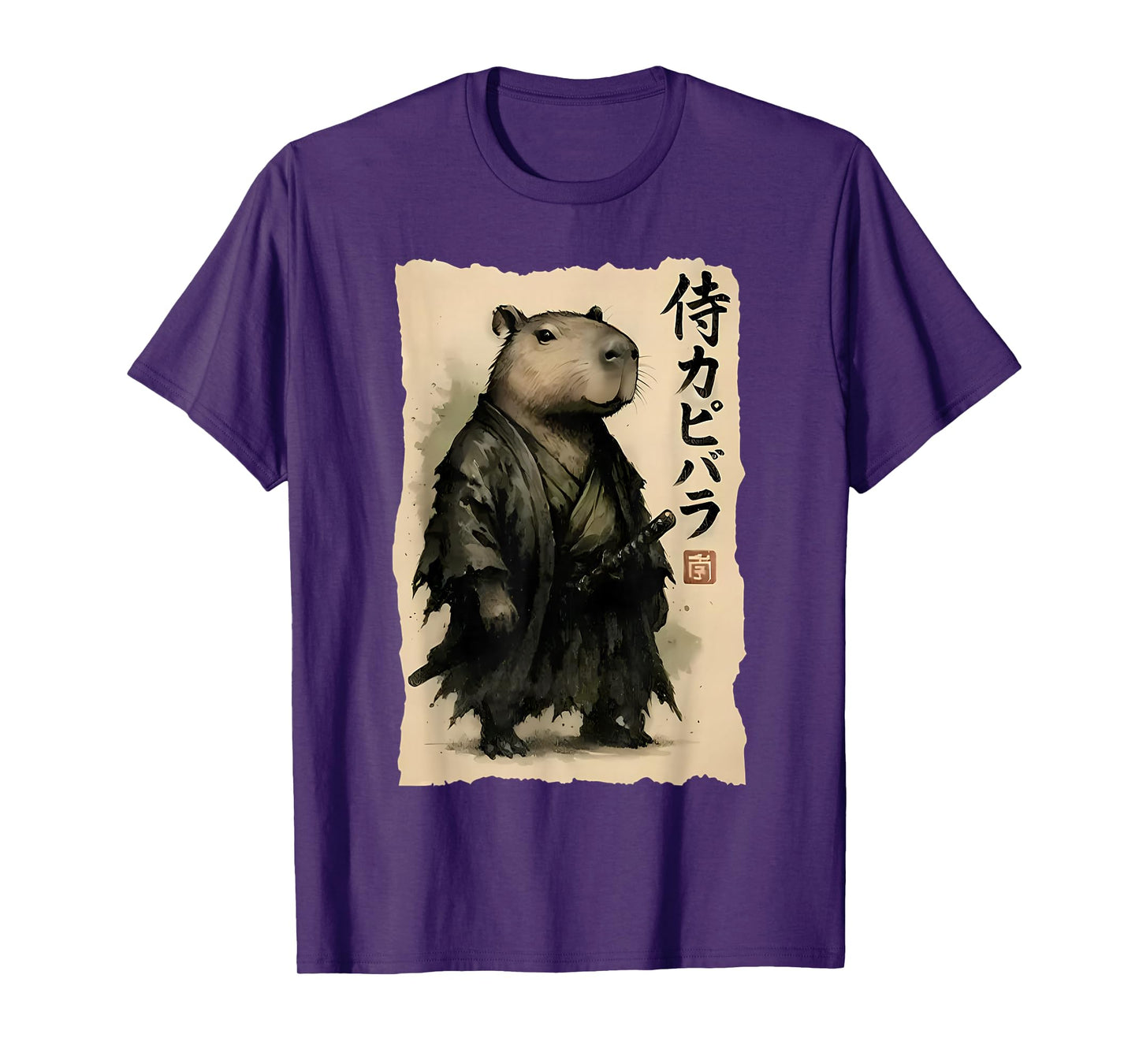 Capybara Samurai Japanese Warrior Graphic Anime Ukiyo-e Art T-Shirt