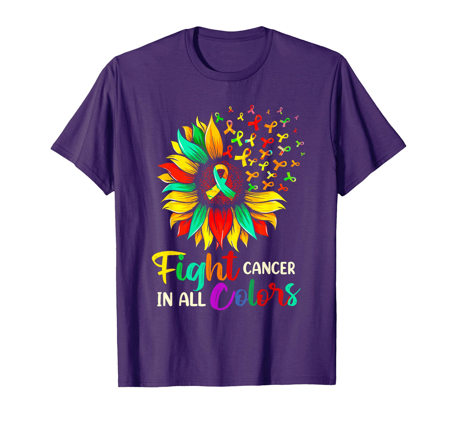Fight Cancer In All Color Sunflower Breast Cancer Awareness T-Shirt