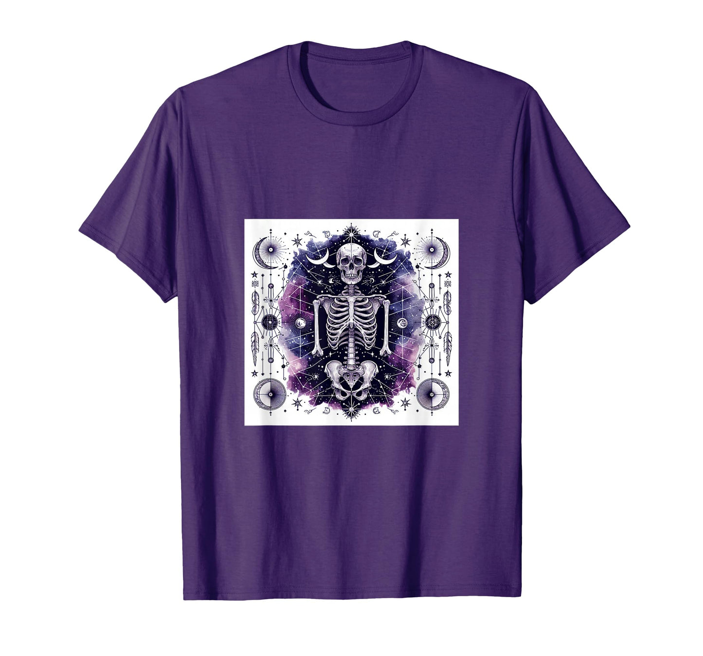 Cosmic Skeleton – Mystical Galaxy Skull &Stars Witchy Gothic T-Shirt