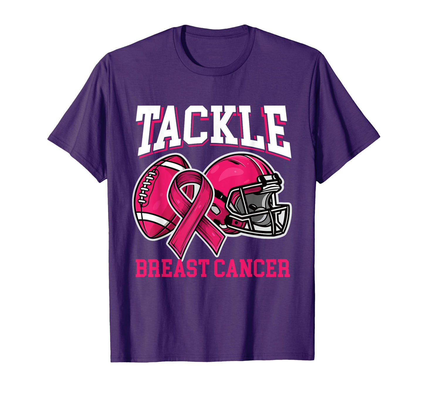 Tackle Breast Cancer - Breast Cancer Awareness Football Pink T-Shirt