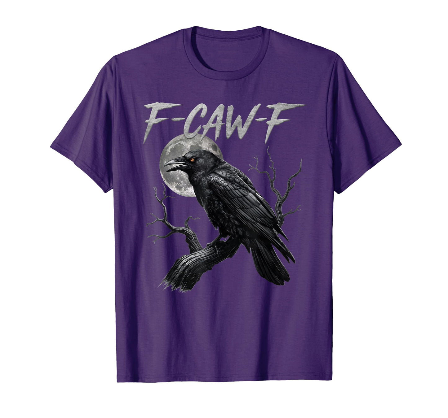 Black Crow, F-Caw-F Funny Black Bird Moon Gothic Adult Humor T-Shirt