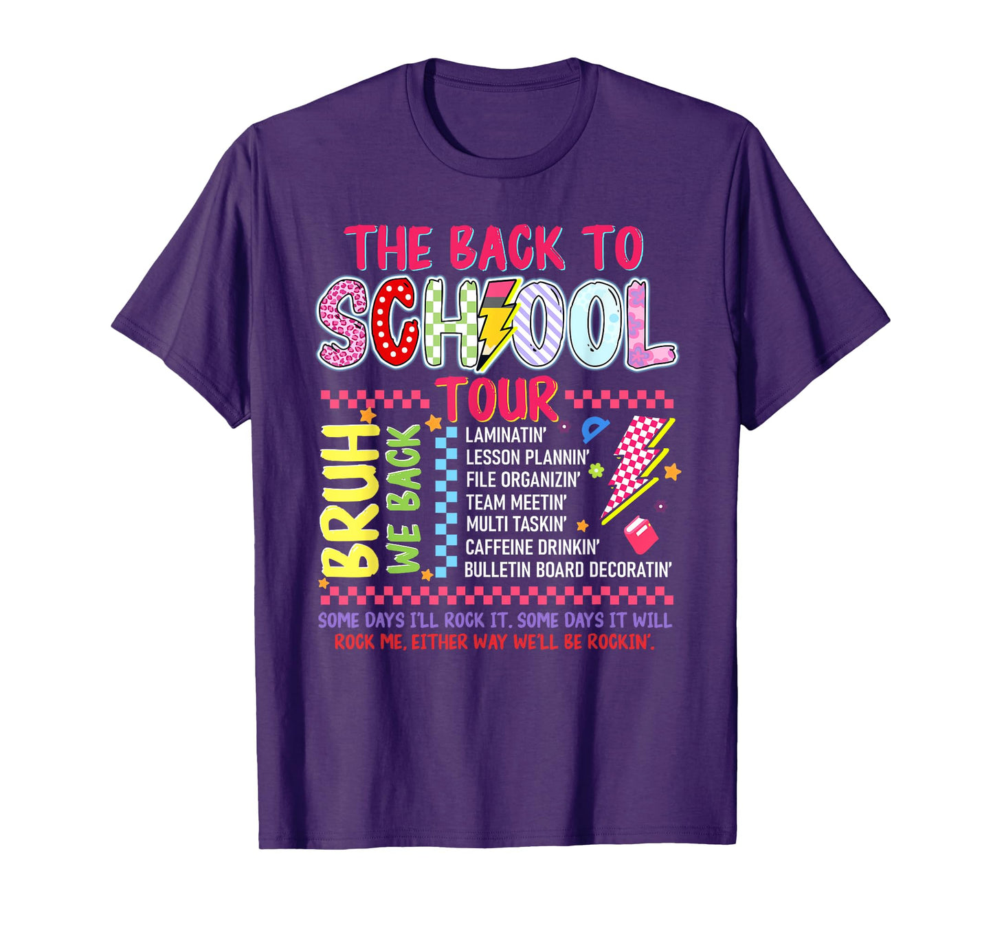 Retro Lightning Bolt ABCD Back To School Funny Tour Teacher T-Shirt