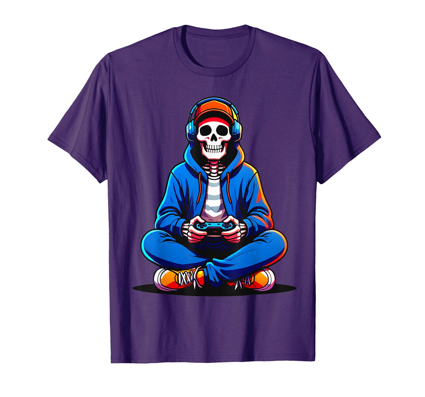 Gaming Skeleton Halloween Funny Gift for Boys Men Kids T-Shirt