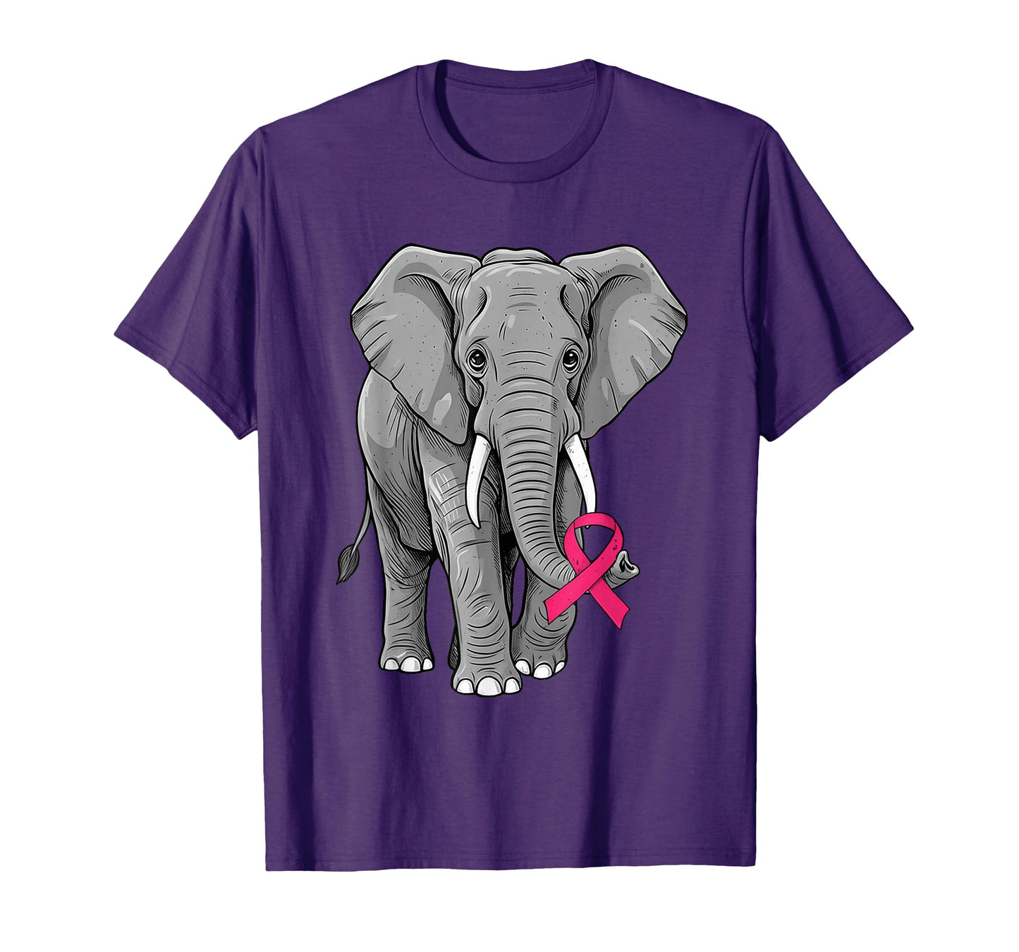 Elephant Pink Ribbon Breast Cancer Awareness Support Squad T-Shirt