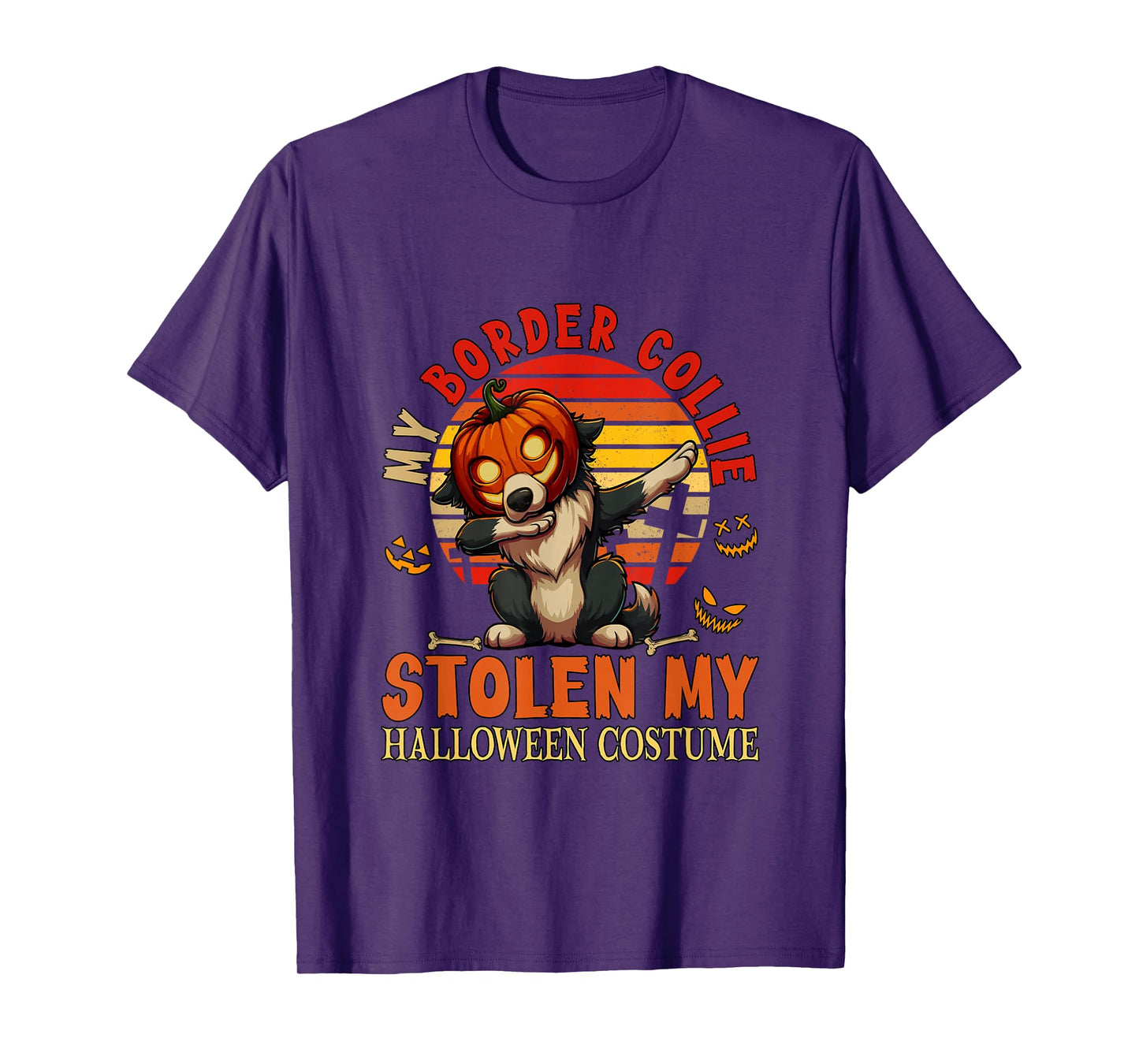 Border Collie Stolen My Halloween Costume Dog Carved Pumpkin T-Shirt