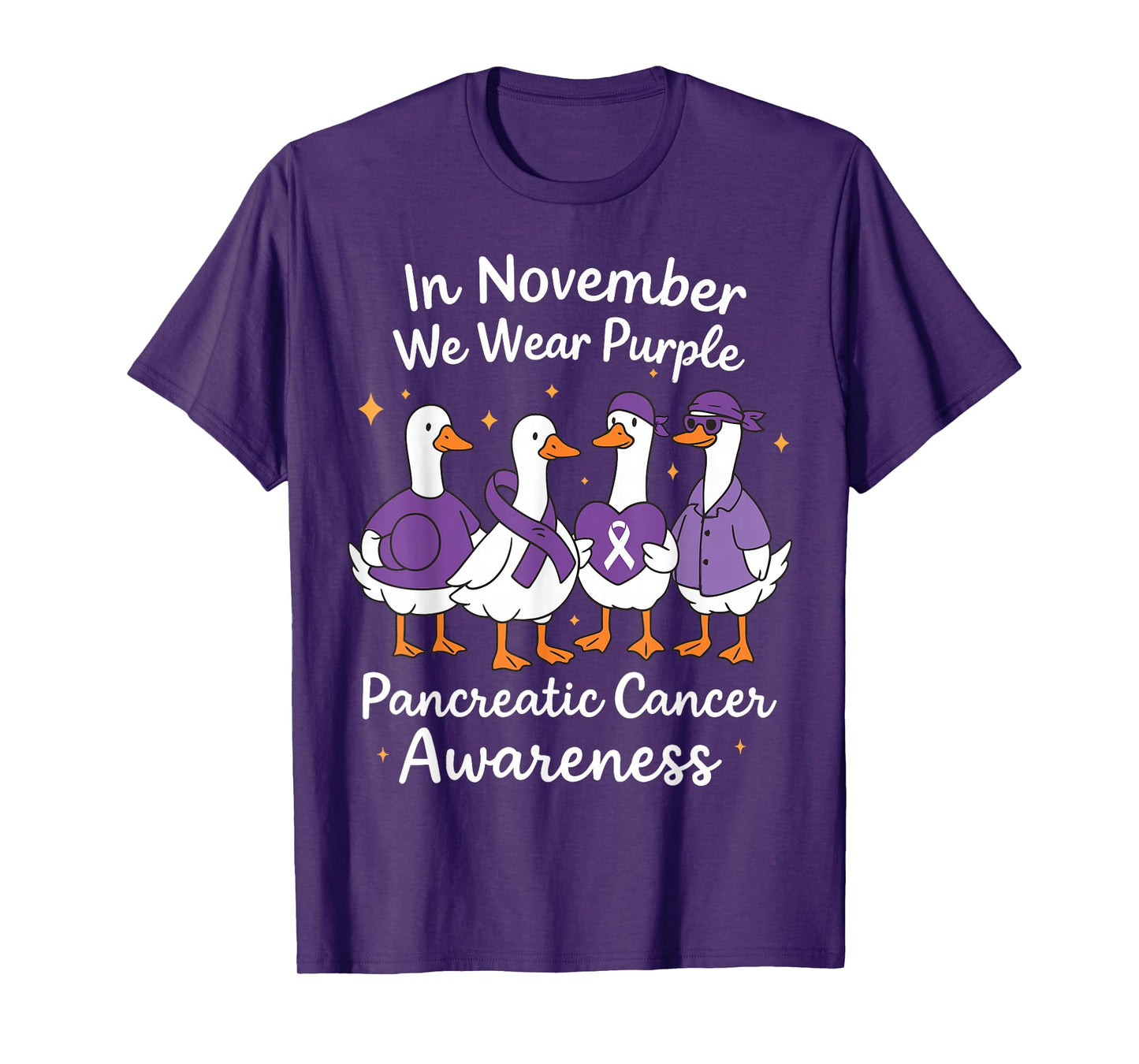 in November We Wear Purple Pancreatic Cancer Awareness Goose T-Shirt