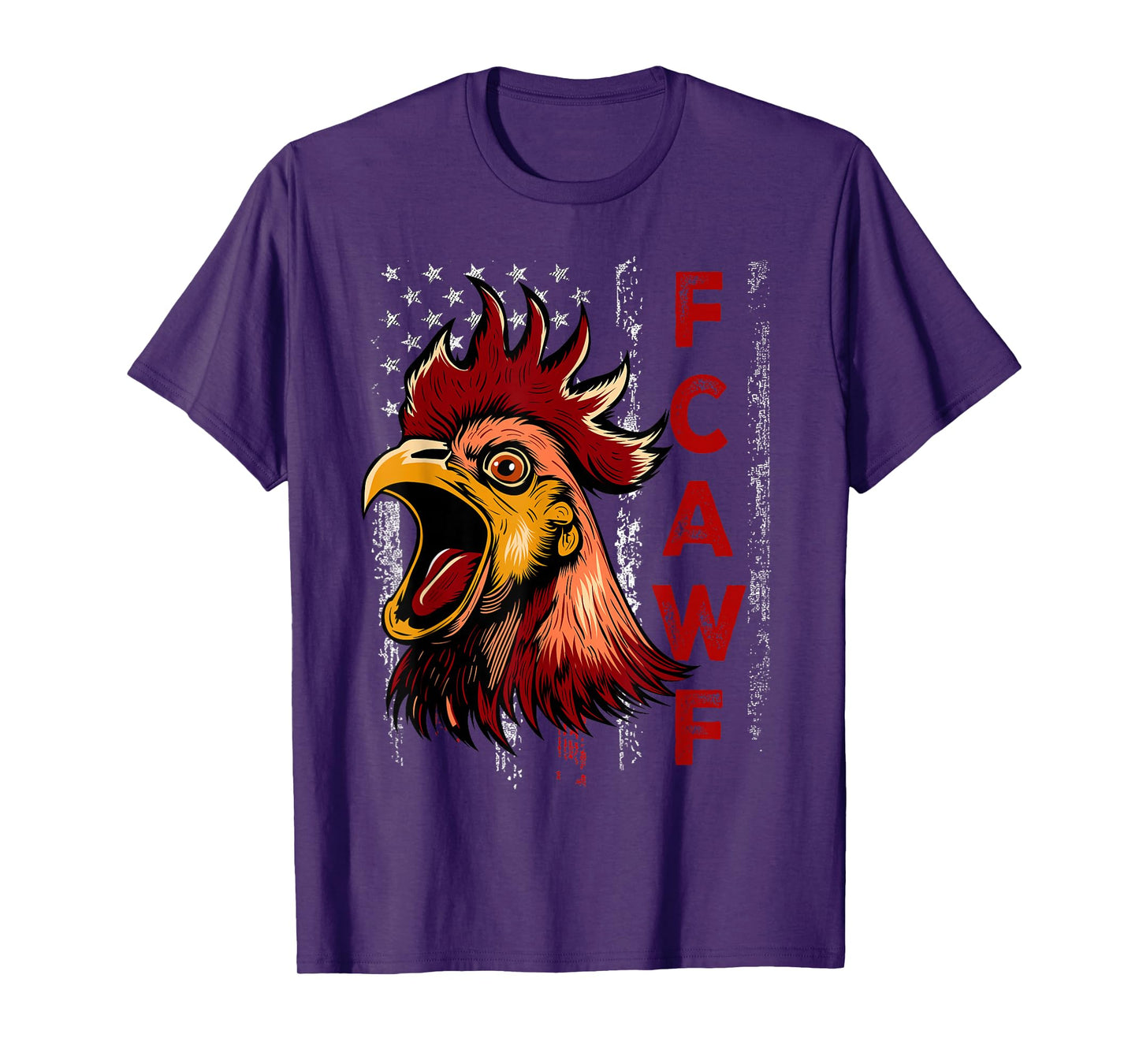 F-Caw-F Funny Chicken Humor F-Caw-F Rooster Vintage US Flag T-Shirt