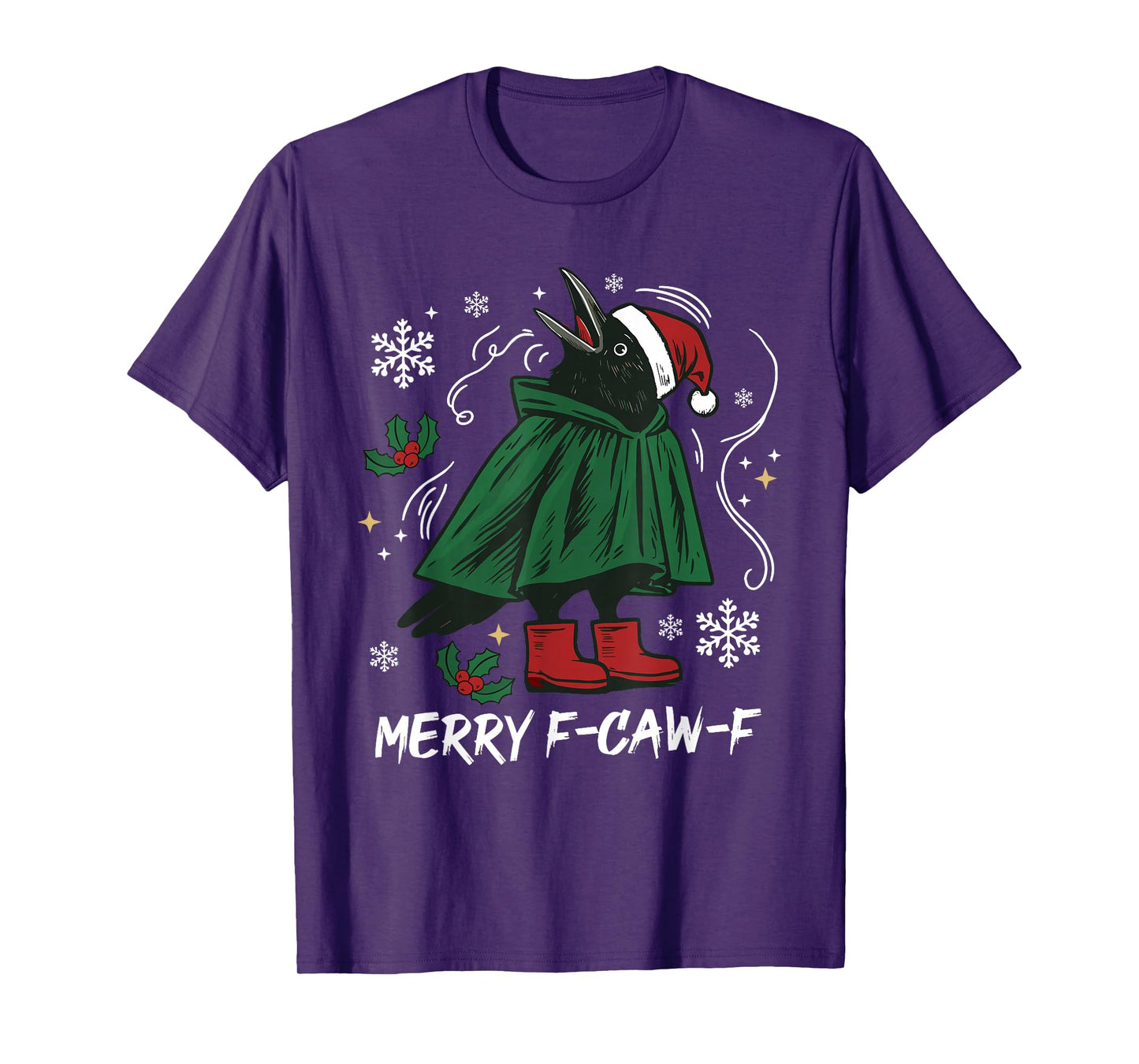 Merry F-CAW-F Crow Raven Christmas Dark Bird Crow Meme Xmas T-Shirt