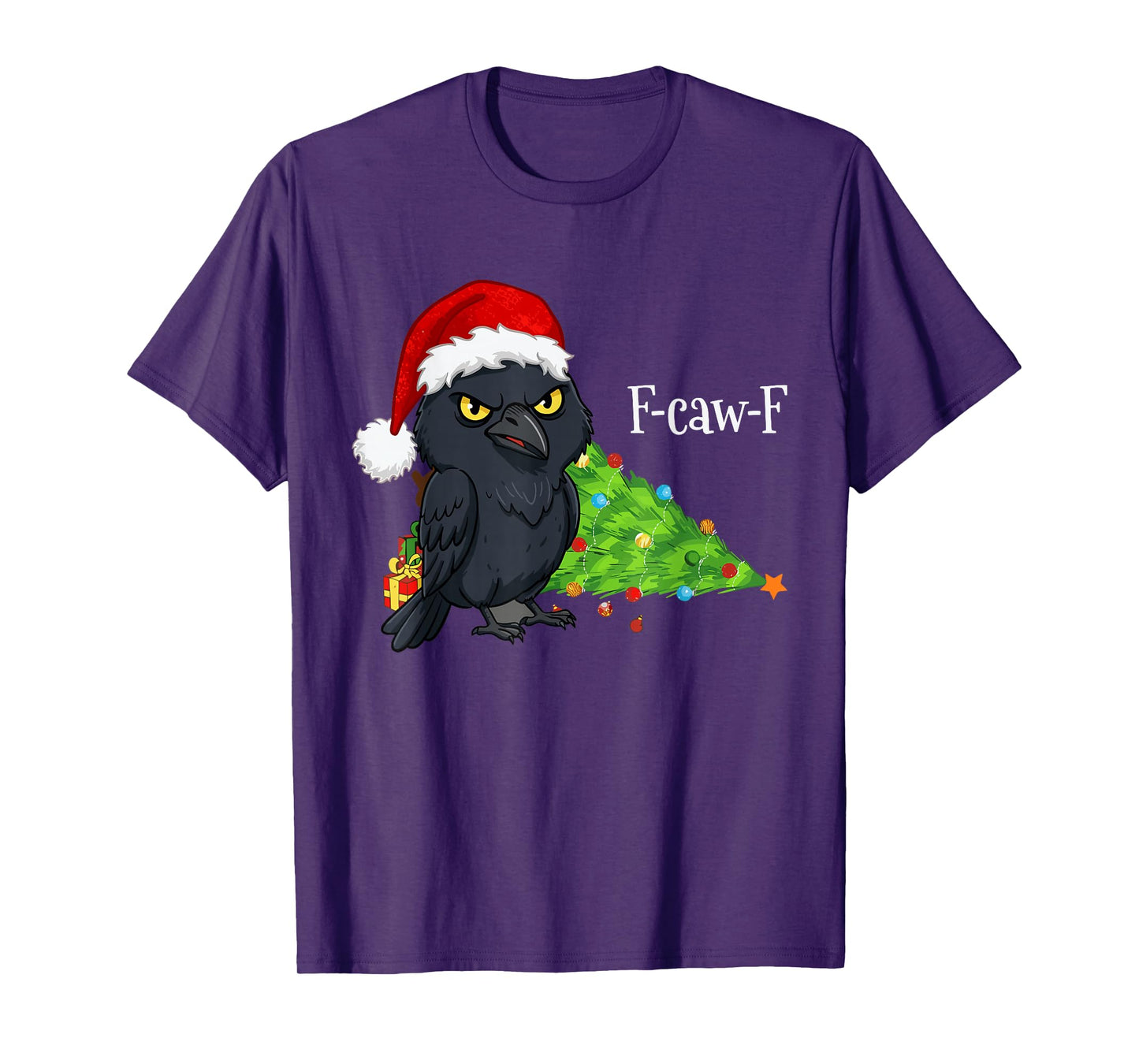 F-caw-F Christmas Crow Santa Hat Adult Humor T-Shirt