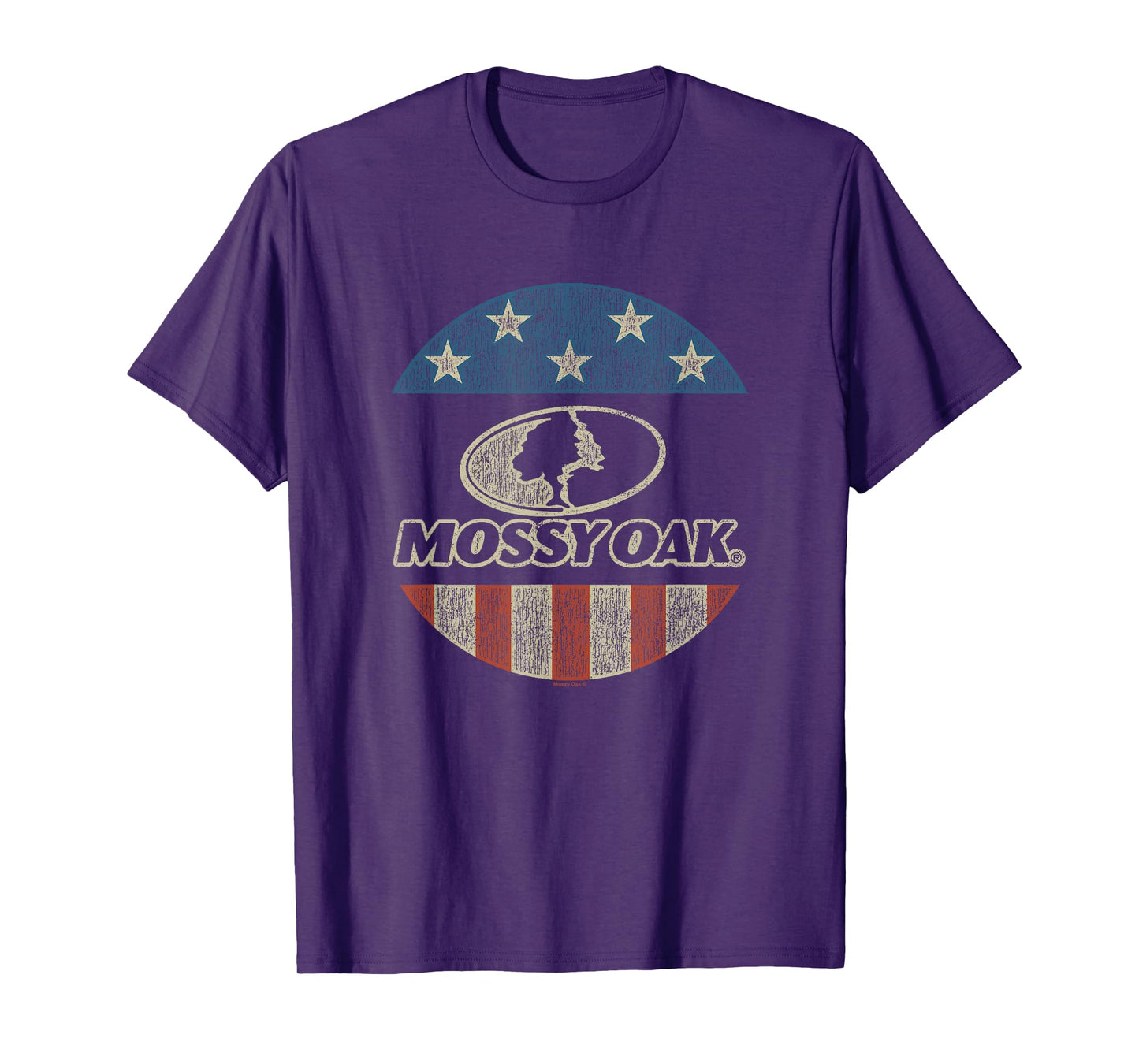 Mossy Oak 4th of July American Flag Distressed Circle Logo T-Shirt