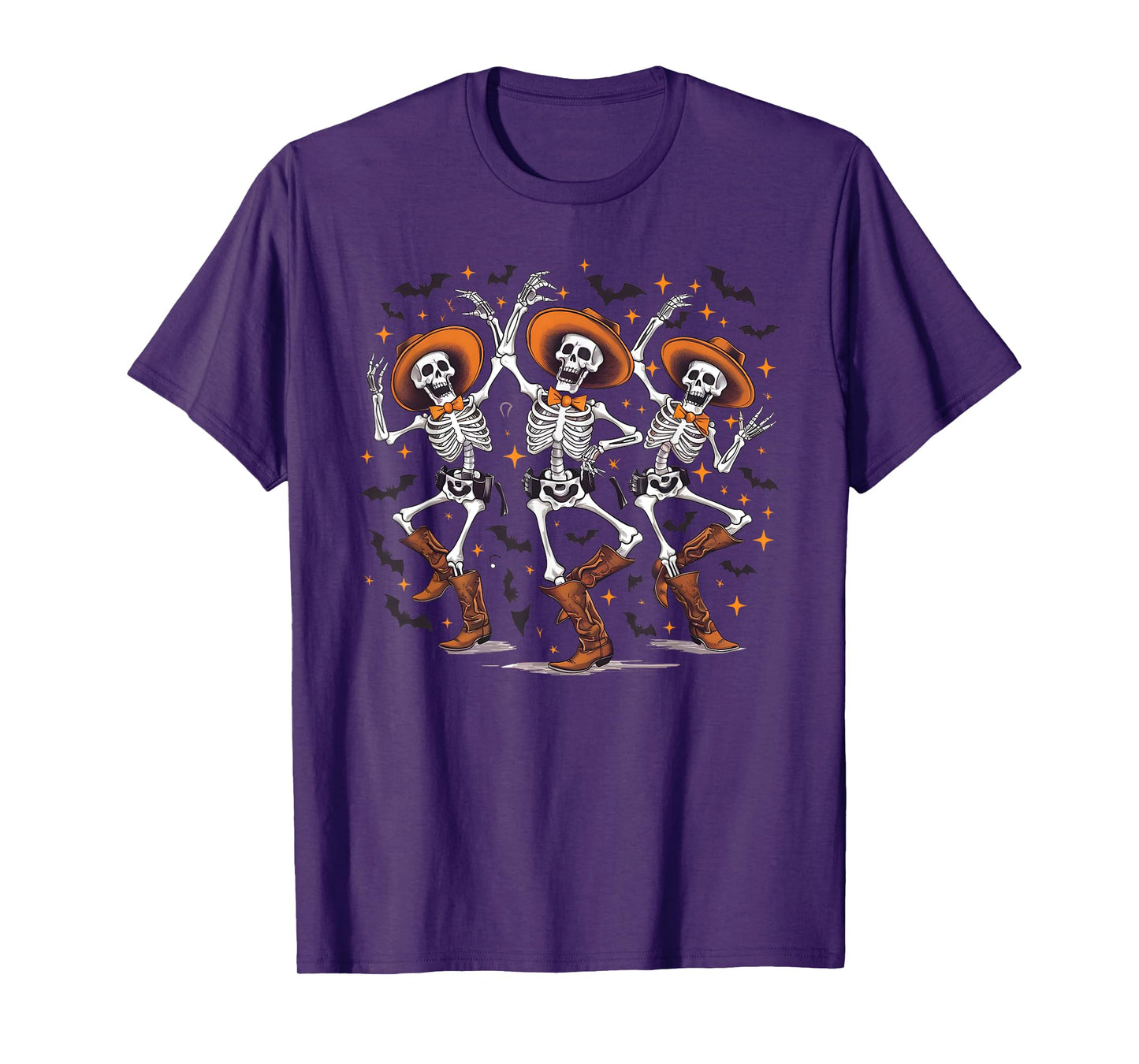 Dancing Skeleton Cowboy Western Rodeo Halloween Spooky Vibes T-Shirt