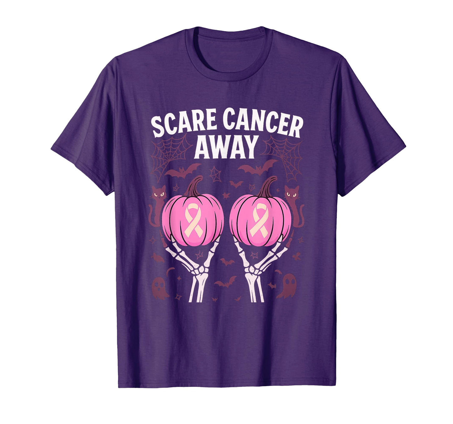 Halloween Breast Cancer Awareness Pink Ribbon T-Shirt