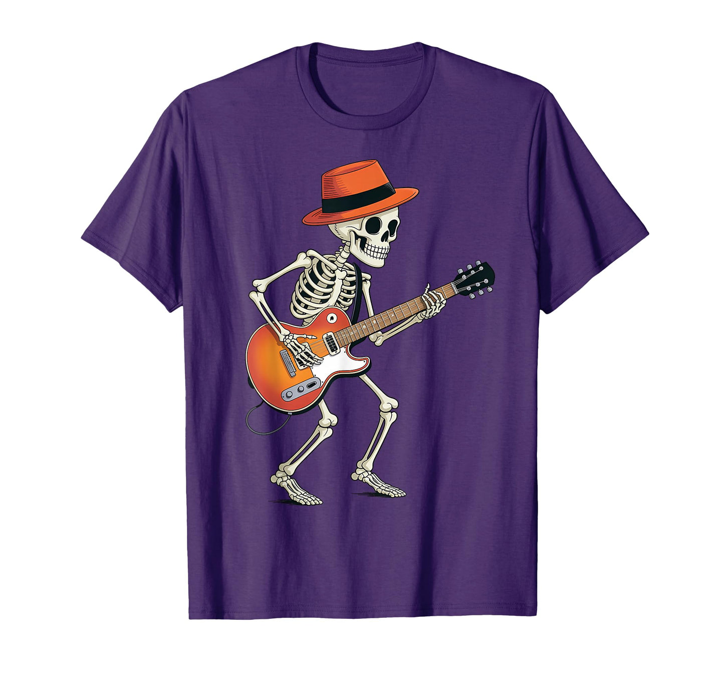 Rocker Skeleton Men Boys Bass Guitar Guitarist Halloween T-Shirt