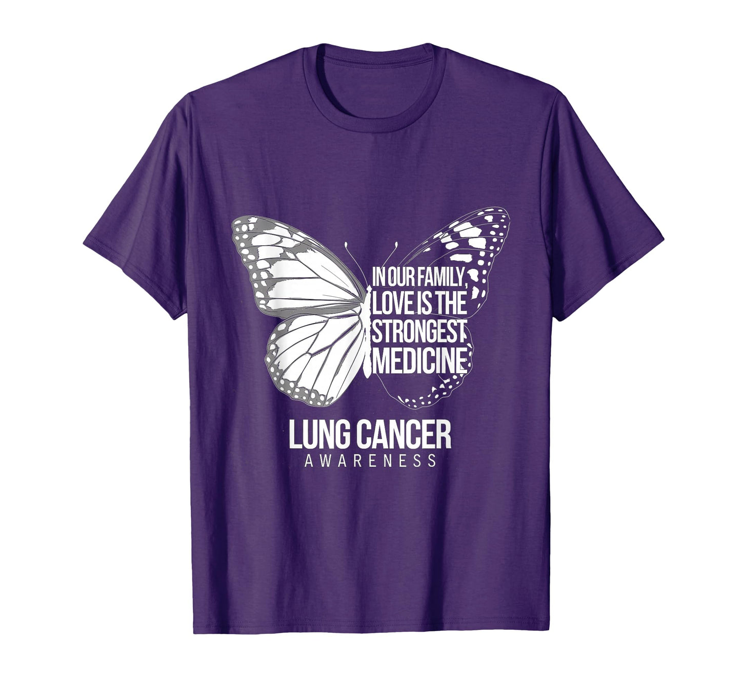 Lung Cancer Awareness Strongest Medicine White Ribbon T-Shirt