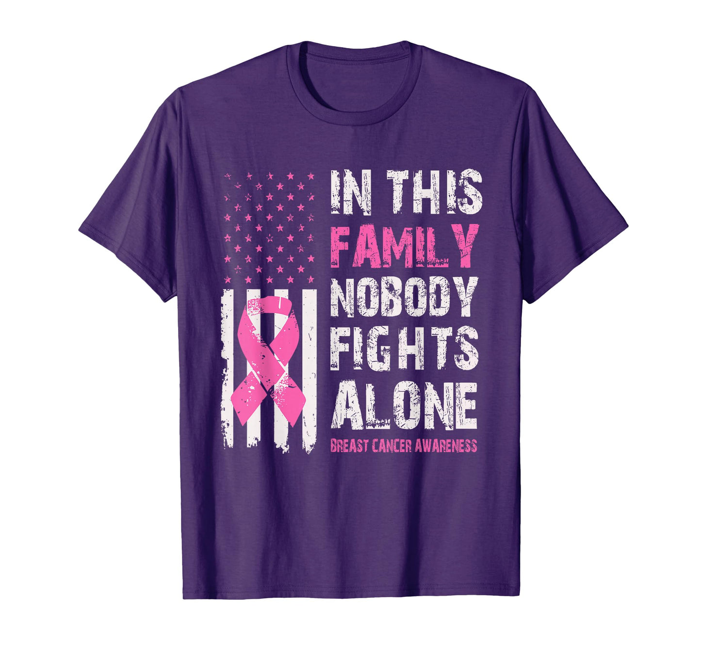 in This Family Nobody Fights Alone Breast Cancer Awareness T-Shirt