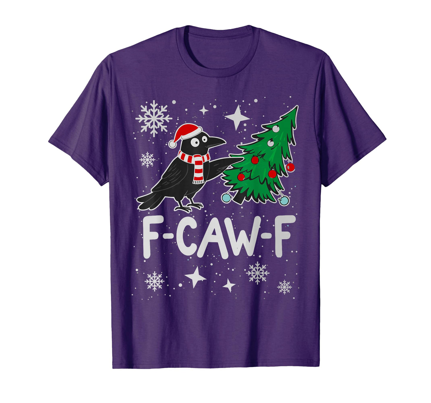 F-CAW-F Christmas Crow Santa Hat Holiday Raven Men Women T-Shirt