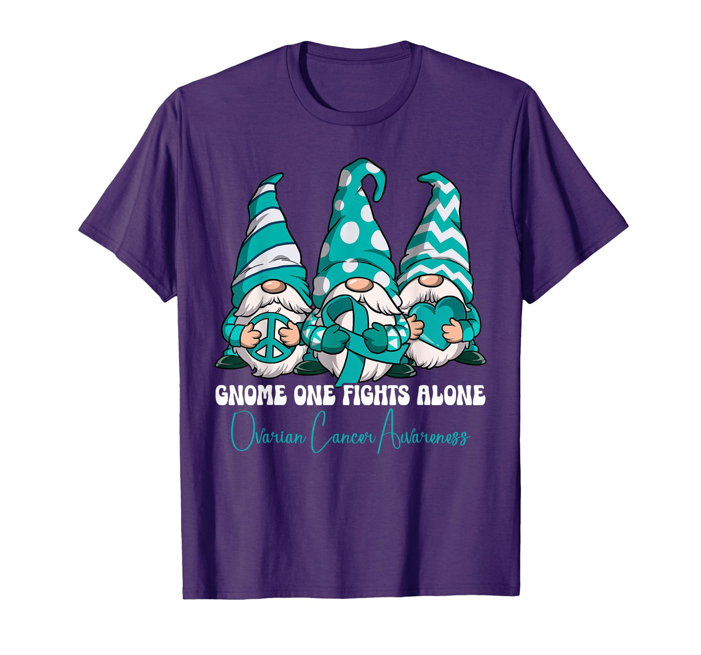 Ovarian Cancer Awareness Gifts T-Shirt, Unisex-Adults, Black, Small, Short Sleeve, Classic Fit, Cartoon, Crew Neck, Ovarian Cancer Awareness
