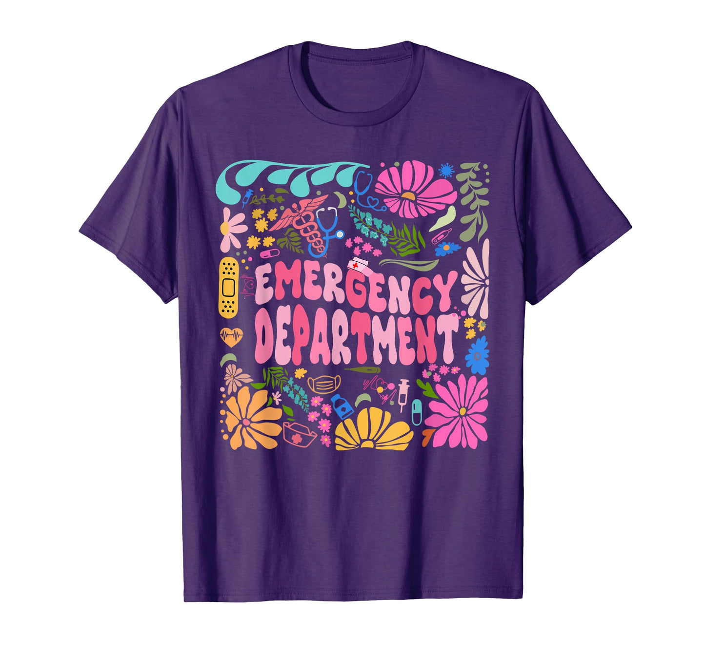 ER Nurse Flower Emergency Department Emergency Room T-Shirt