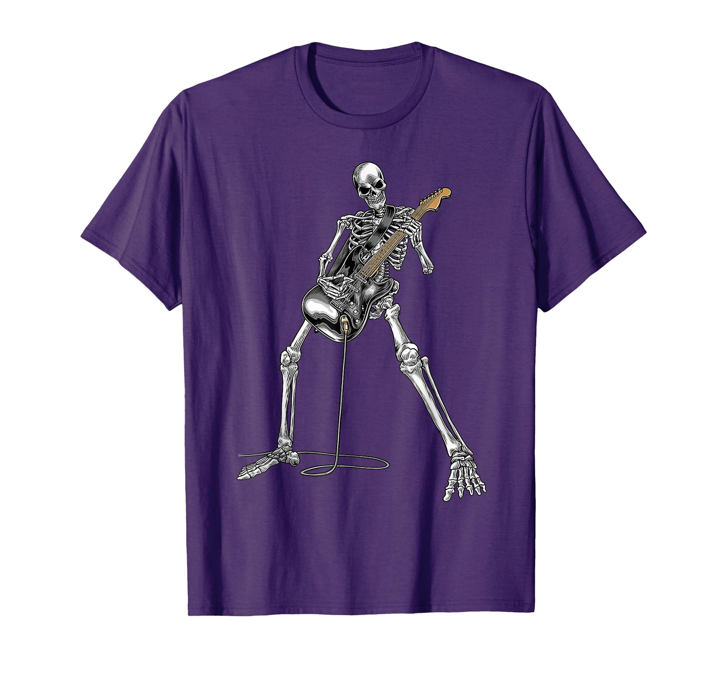 Happy Skeleton Guitar Guy Spooky Halloween Rock Band Concert T-Shirt