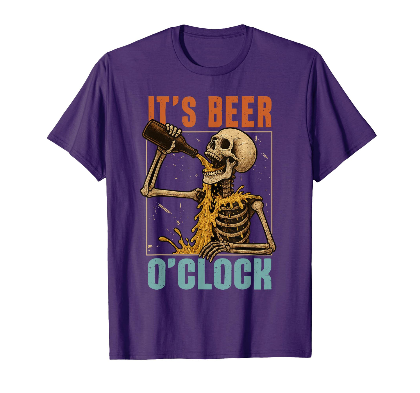 Beer Lover Day Drinking Team Skeleton It's Beer O'clock T-Shirt