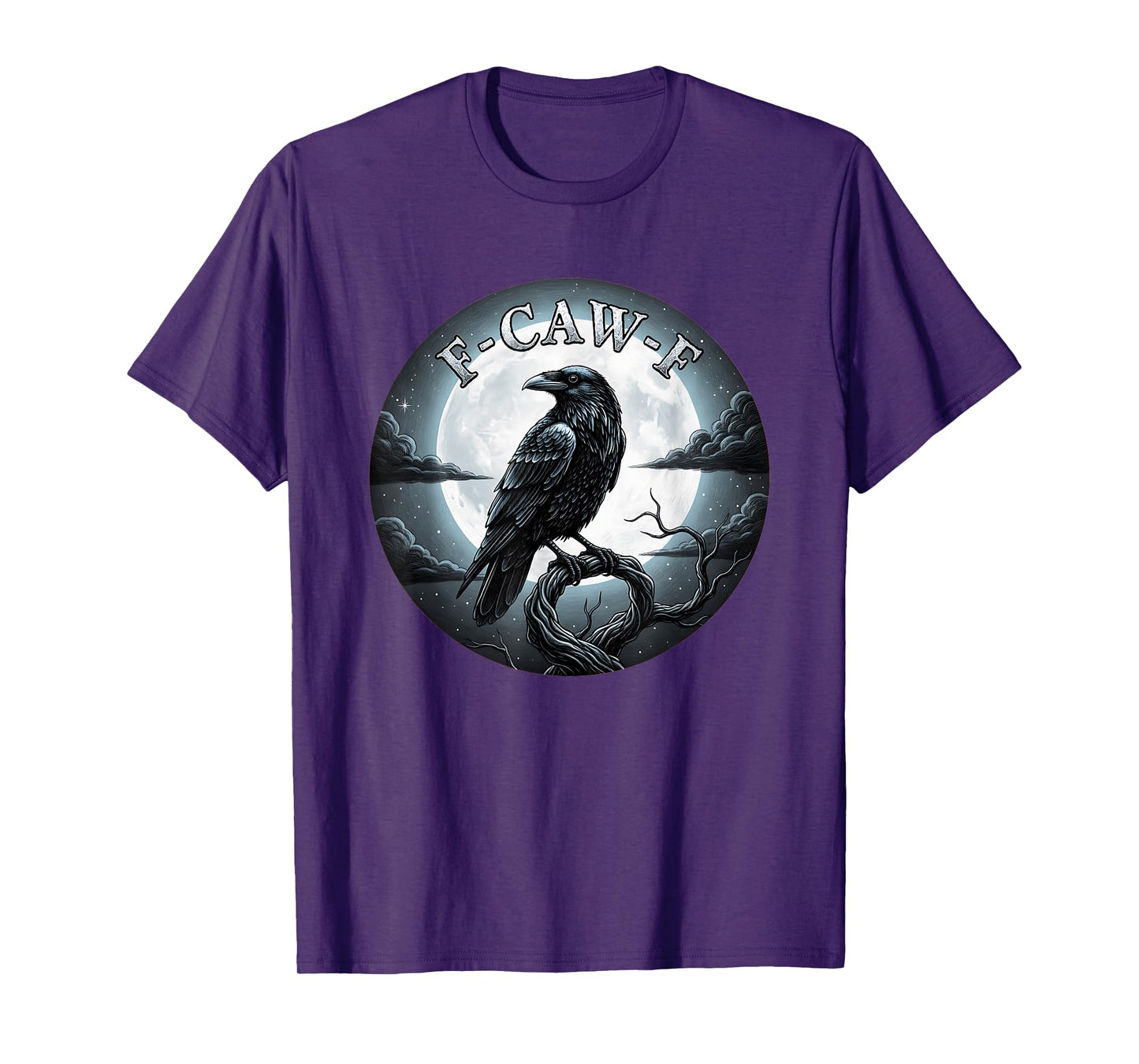 F-CAW-F Funny Gothic Black Crow Full Moon Sarcastic T-Shirt