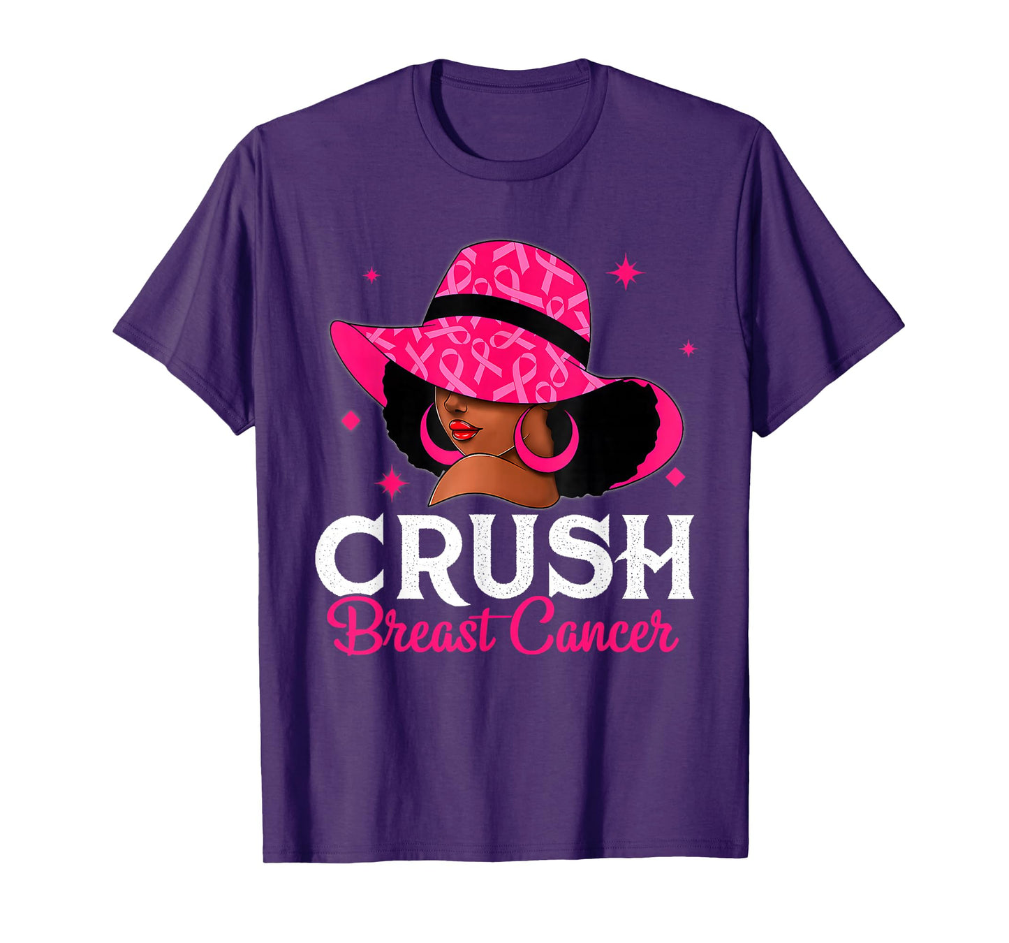 Crush Breast Cancer Awareness Black Women Pink Queen Warrior T-Shirt