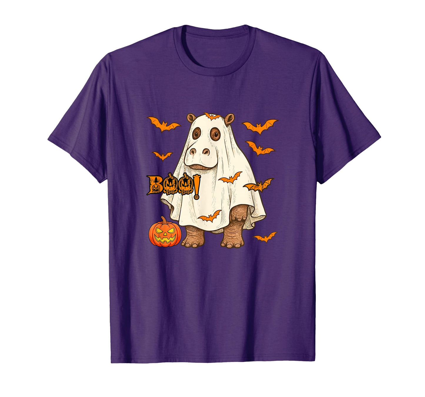 Boo Halloween Hippo Cosplay Ghost Costume Animal Lover T-Shirt