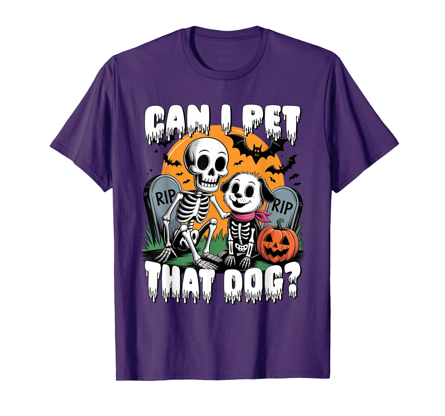 Halloween Skeleton Can I Pet That Dog T-Shirt
