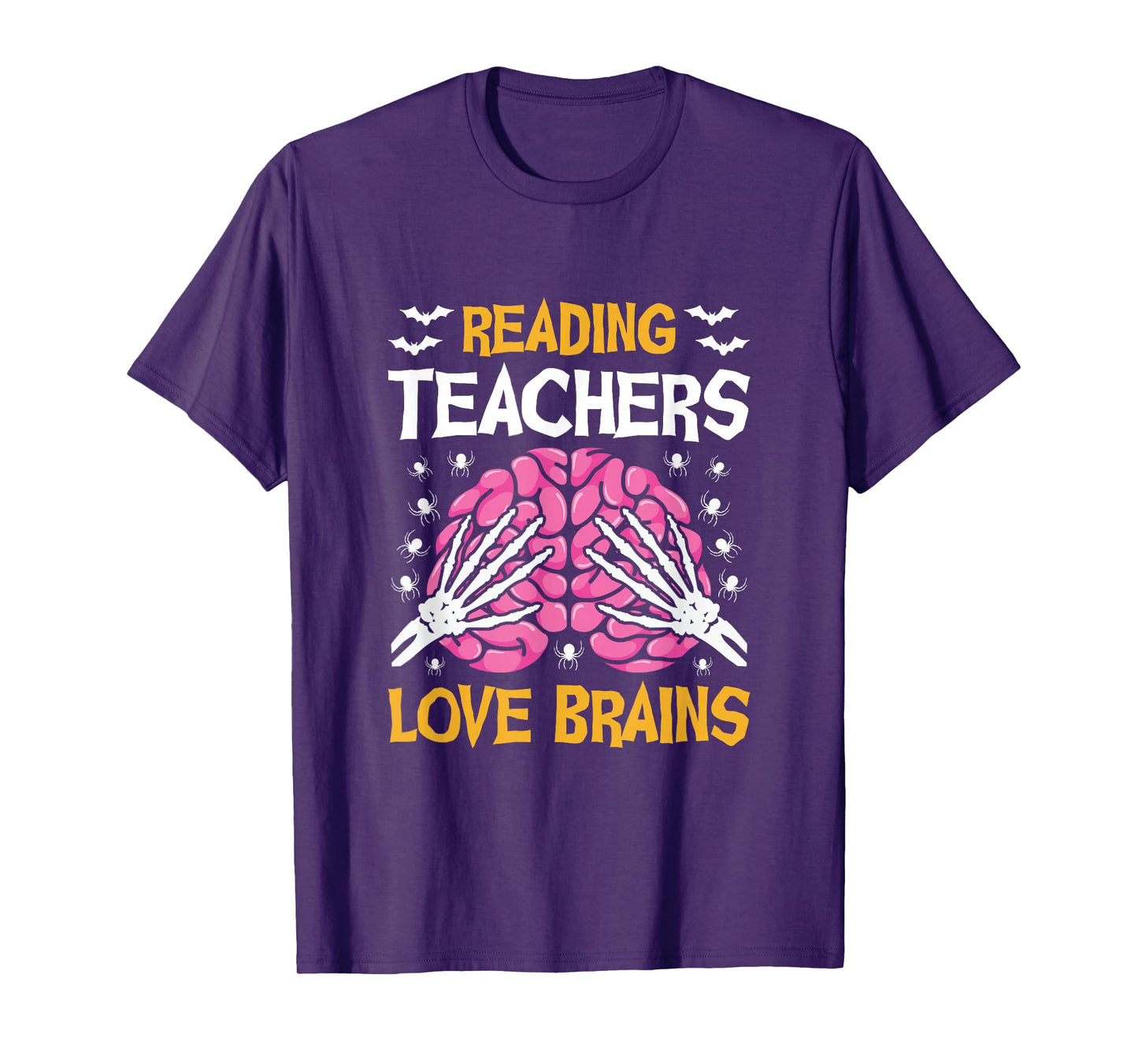 Reading Teacher Love Brains Funny Halloween School T-Shirt