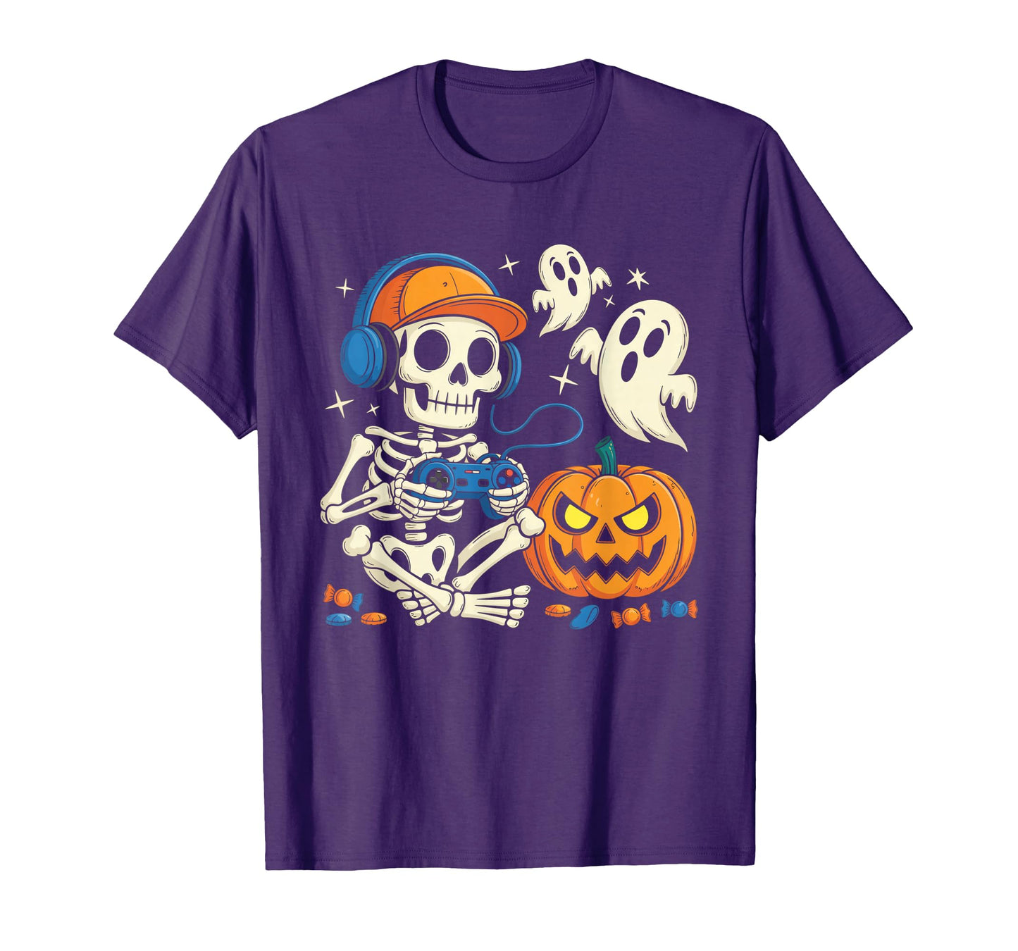Halloween Shirts Cool Teen Boy Skeleton Gaming Men Halloween T-Shirt