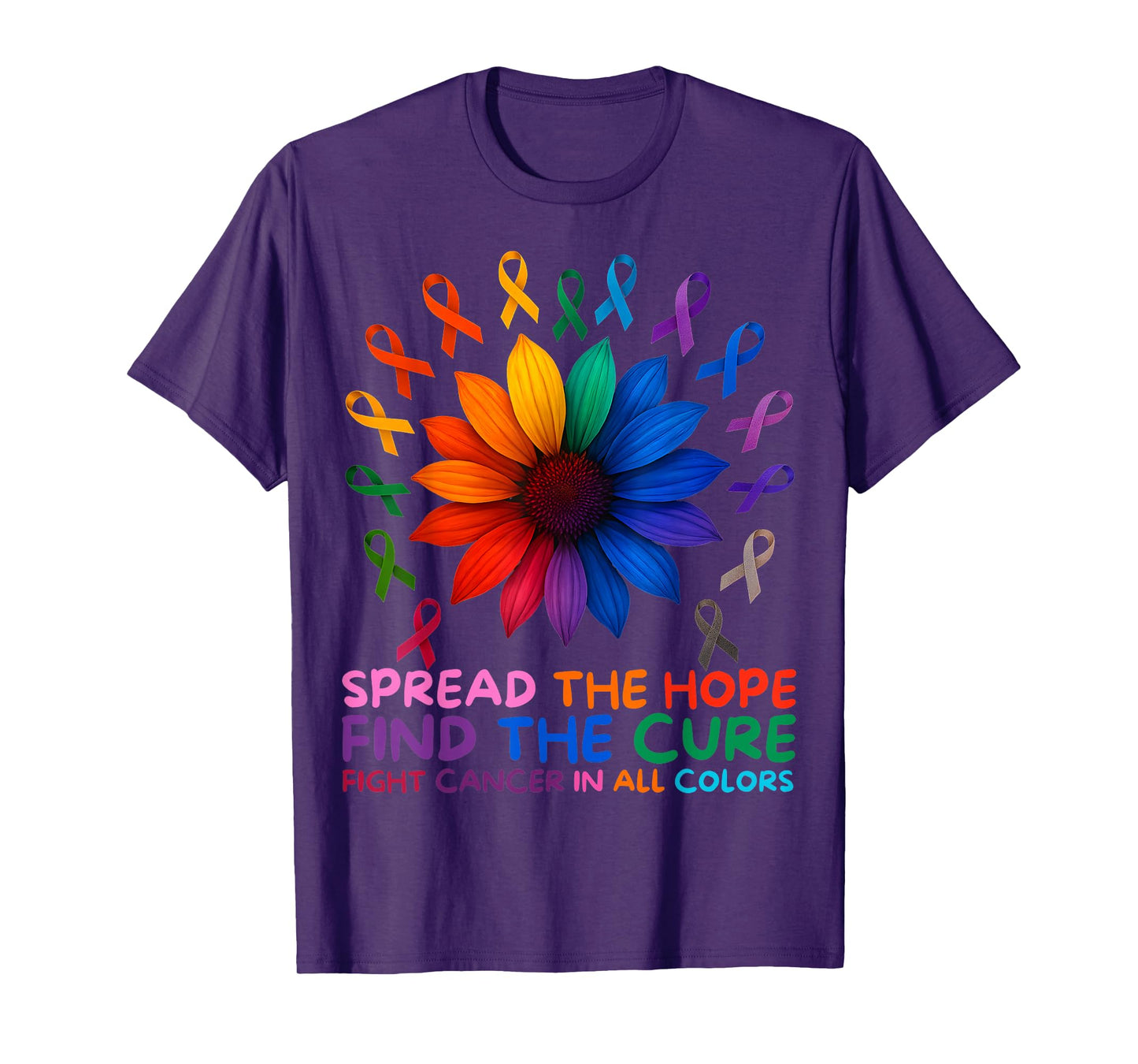 Fight Cancer in All and Every Color Ribbons Flower T-Shirt