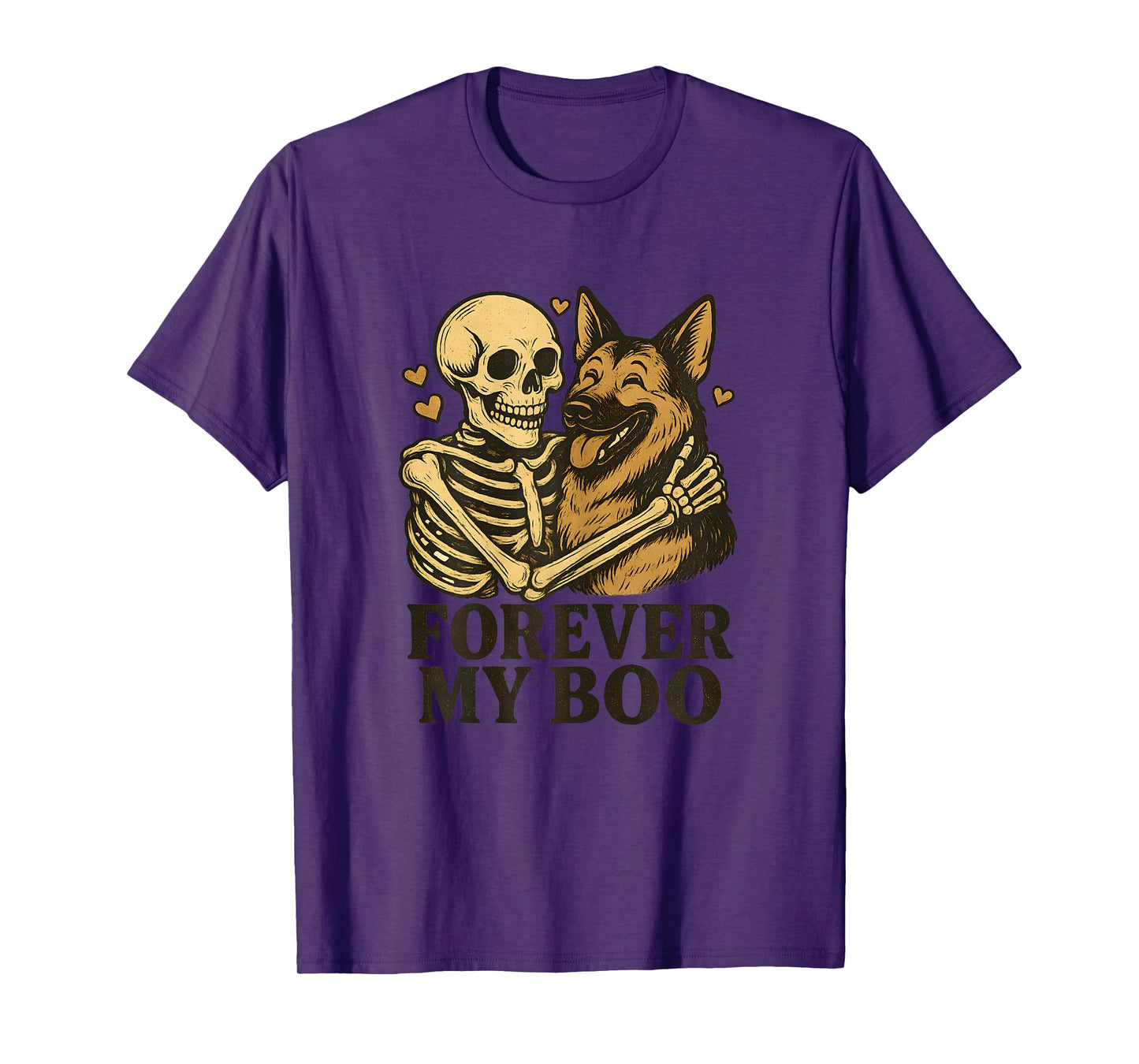 Womens Forever My Boo Skeleton German Shepherd Halloween Couple T-Shirt